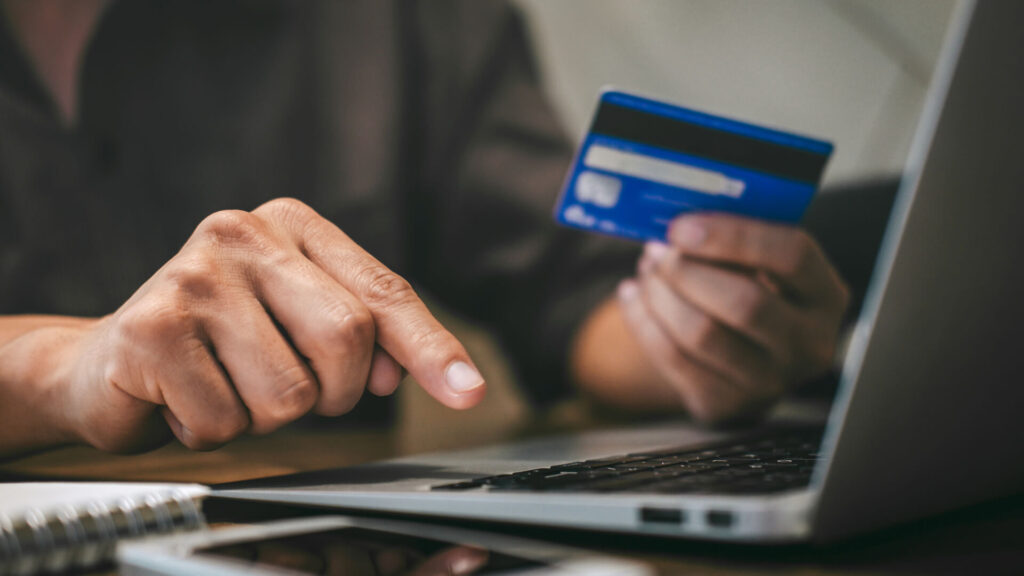 Customer making an online payment with a business credit card